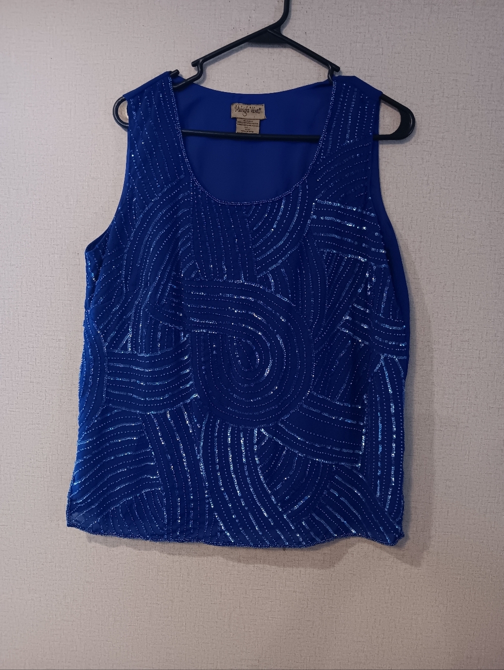 Vintage Midnight Velvet Beaded Camisole - Blue